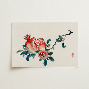 Pomegranate - Kōno Bairei Meiji-era Fruit Art Print / Canvas, 18x12’’ / 46x31cm / Unframed / no Border, Posters Prints & Visual Artwork,