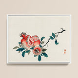 Pomegranate - Kōno Bairei Meiji-era Fruit Art Print / Canvas, 18x12’’ / 46x31cm / White Frame, Posters Prints & Visual Artwork, Toby Leon