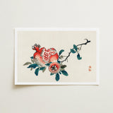 Pomegranate - Kono Bairei Meiji-era Fruit Art Print / Canvas Framed Watercolor Painting Vibrant Red Pomegranates Deep Green Kōno Bairei’s,