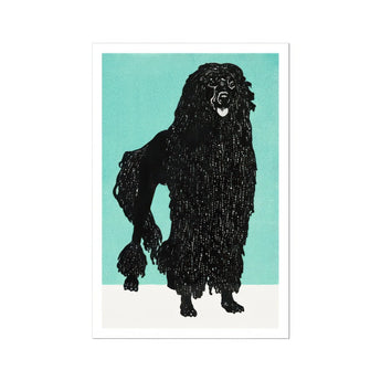 Poodle - Moriz Jung Vintage Graphic Dog Art Print / Canvas Black Silhouette Shaggy Upright, Canine Charisma Explosion, Prints