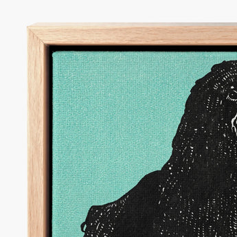 Black Intricately Detailed Illustration Figure Long Hair Teal Moriz Jung, Canine Charisma Explosion, Vintage Graphic Dog