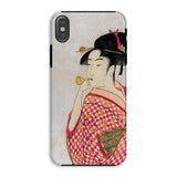 Poppen o Fuku Musume - Utamaro Ukiyo-e Iphone Case Xs / Matte Phone Case Traditional Japanese Ukiyo-e Print Geisha Utamaro Kitagawa, Poppen