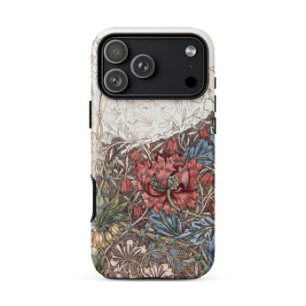 Poppies & Honeysuckle - William Morris Phone Case Iphone 17 Pro Max / Matte Iphone 12 Pro Max Case Floral Design Black William Morris
