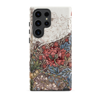 Poppies & Honeysuckle - William Morris Phone Case Samsung Galaxy S23 Ultra / Matte Phone Case Detailed Botanical Illustration Vibrant Red