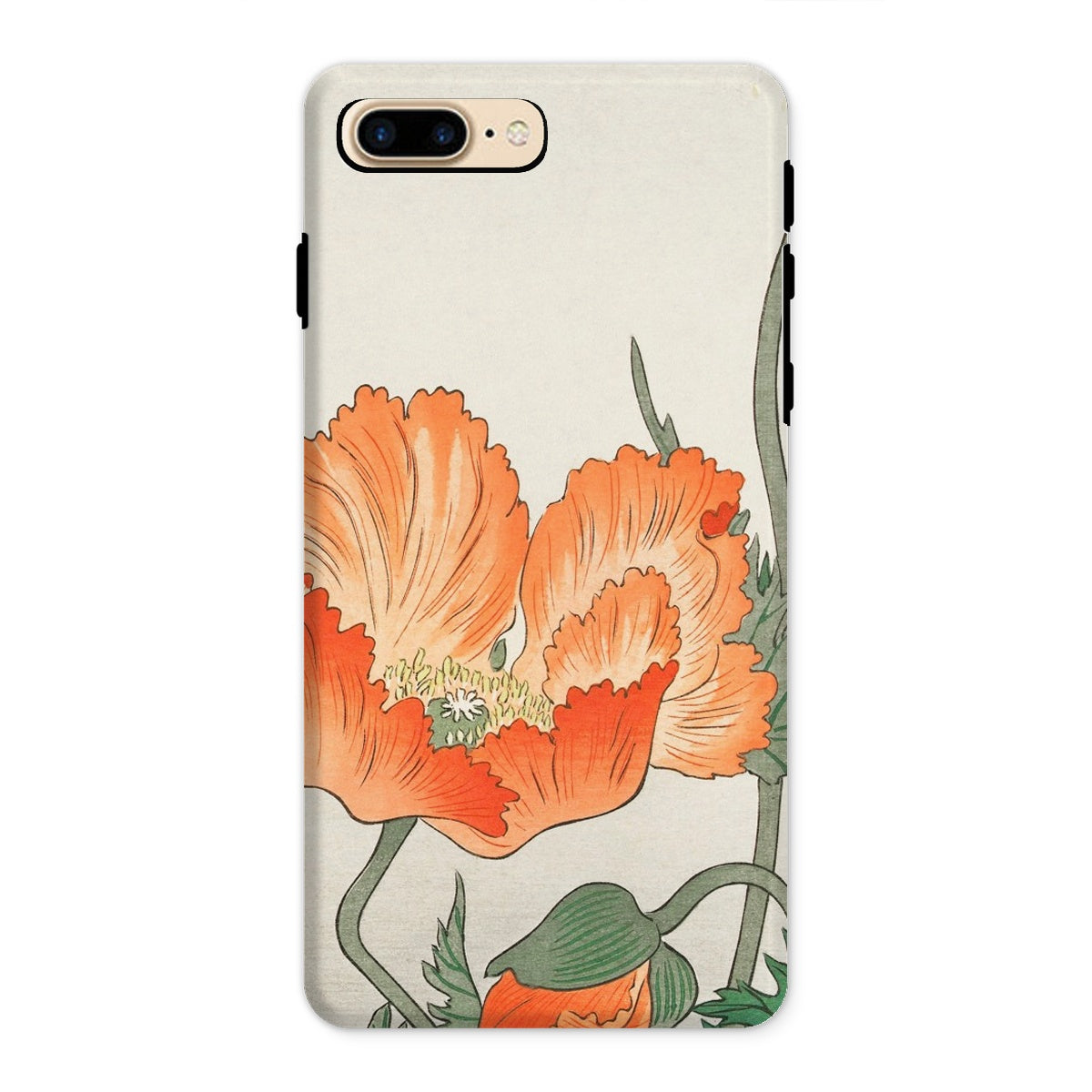 Poppies Ohara Koson Shin Hanga Iphone Case, 8 Plus / Matte, Smartphone Case Vibrant Orange Poppy Flower Design