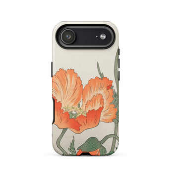 Poppies - Ohara Koson Shin-hanga Phone Case Iphone 17 Air / Matte Beige Poppy Flower Phone Case Green Leaves Orange Ohara Koson’s Poppy,