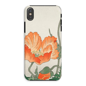 Poppies - Ohara Koson Shin-hanga Phone Case Iphone Xs / Matte Phone Case Vibrant Orange Poppy Flower Design Vintage Ohara Koson’s Poppy,