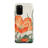 Poppies - Ohara Koson Shin-hanga Phone Case Samsung Galaxy S20 Plus / Matte Phone Case Vibrant Orange Poppy Flower Design Green Ohara