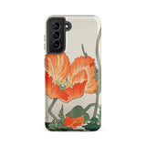 Poppies - Ohara Koson Shin-hanga Phone Case Samsung Galaxy S21 Fe / Matte Phone Case Vintage-style Illustration Vibrant Orange Poppies