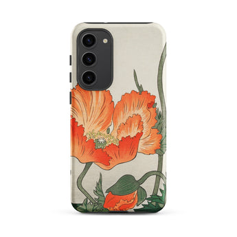 Poppies - Ohara Koson Shin-hanga Phone Case Samsung Galaxy S23 Plus / Matte Phone Case Vibrant Orange Poppy Flower Design Green Ohara