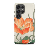 Poppies - Ohara Koson Shin-hanga Phone Case Samsung Galaxy S25 Ultra / Matte Phone Case Vibrant Orange Poppy Flower Design Green Ohara