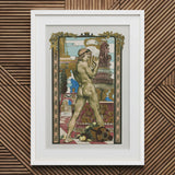 Porteur D’amphore - Maurice Desvallieres Art Print / Canvas Framed Nouveau-style Nude Male Figure Gold-toned, Imprimerie Champenois Fused,