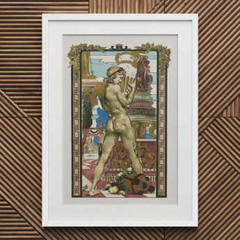 Porteur D’amphore - Maurice Desvallieres Art Print / Canvas Framed Nouveau-style Nude Male Figure Gold-toned, Imprimerie Champenois Fused,