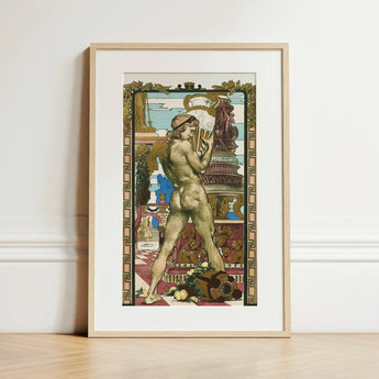Porteur D’amphore - Maurice Desvallieres Art Print / Canvas Framed Nouveau-style Nude Male Figure Gold-toned, Imprimerie Champenois Fused,