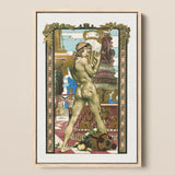 Porteur D’amphore - Maurice Desvallieres Art Print / Canvas Framed Nouveau-style Nude Male Figure Gold-toned, Imprimerie Champenois Fused,