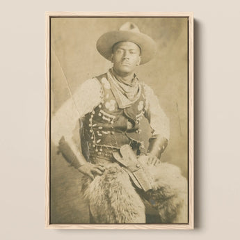 Portrait of a Black Cowboy Art Print / Canvas, 12x18’’ / 31x46cm / Natural Frame, Posters Prints & Visual Artwork, Toby Leon