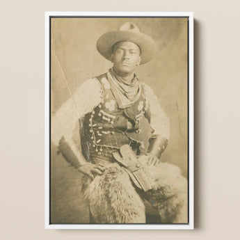 Portrait of a Black Cowboy Art Print / Canvas, 12x18’’ / 31x46cm / White Frame, Posters Prints & Visual Artwork, Toby Leon