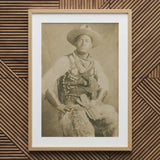 Portrait of a Black Cowboy Art Print / Canvas Sepia-toned Framed Man Vintage Attire Wide-brimmed Photographic Postcard, Gelatin Silver,