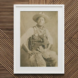 Portrait of a Black Cowboy Art Print / Canvas Sepia-toned Framed Traditional Attire Wide-brimmed Hat Photographic Postcard, Gelatin Silver,