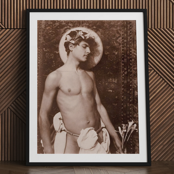 Ritratto di Nino Cesarini - Stampa d'arte di Guglielmo Pluschow / Tela, 24x32’’ / 61x81cm / Cornice nera / Passe-partout, Poster Stampe & Visual