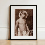 Portrait of Nino Cesarini - Guglielmo Pluschow Art Print / Canvas Black-framed Sepia-toned Muscular Man Laurel, Steps, Plüschow’s Naples