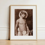 Portrait of Nino Cesarini - Guglielmo Pluschow Art Print / Canvas Sepia-toned Framed Muscular Man Classical Attire, Steps, Plüschow’s