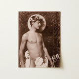 Portrait of Nino Cesarini - Guglielmo Pluschow Art Print / Canvas Sepia-toned Photographic Classical Male Figure Adorned Floral, Steps,