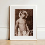 Portrait of Nino Cesarini - Guglielmo Pluschow Art Print / Canvas White-framed Sepia-toned Muscular Man Classical Attire, Steps, Plüschow’s