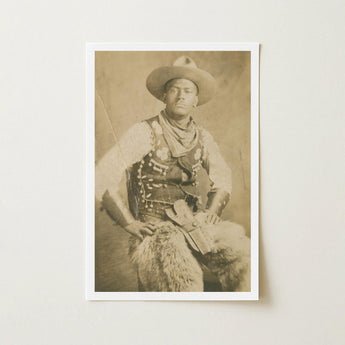 Portrait of a Black Cowboy Art Print / Canvas Photographic Postcard, Gelatin Silver, Leather Holster Belt, Prints