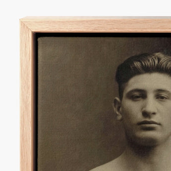 Portrait of a Tattooed American Soldier Art Print / Canvas Sepia-toned Man Wooden Frame Faces Forward, Torso Unclothed, Body Transformed