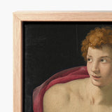 Portrait of a Young Man as Saint Sebastian - Bronzino Art Print / Canvas Framed Classical Painting Curly, Two Arrows, Bronzino’s, Occupies,