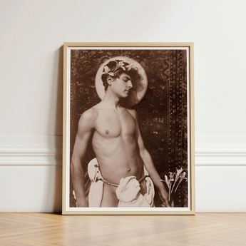 Portrait of Nino Cesarini - Guglielmo Pluschow Art Print / Canvas, Steps, Plüschow’s Naples Studio, Classical Ideal Recast, Sepia-brown