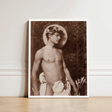 Portrait of Nino Cesarini - Guglielmo Pluschow Art Print / Canvas, Steps, Plüschow’s Naples Studio, Classical Ideal Recast, Sepia-brown