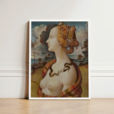 Framed Reproduction Renaissance-style Portrait Woman Ornate Golden Hair Piero Di Cosimo, Simonetta Vespucci, Florentine Dynasty, Late