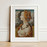 Portrait of Simonetta Vespucci - Piero Di Cosimo Art Print / Canvas Framed Classical Woman Golden Hair, Florentine Dynasty, Late