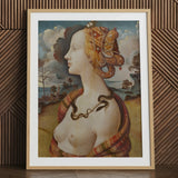 Portrait of Simonetta Vespucci - Piero Di Cosimo Art Print / Canvas Framed Classical Woman Golden Hair, Florentine Dynasty, Late