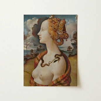 Portrait of Simonetta Vespucci - Piero Di Cosimo Art Print / Canvas Framed Reproduction Renaissance-style Woman Golden Hair Adorned,