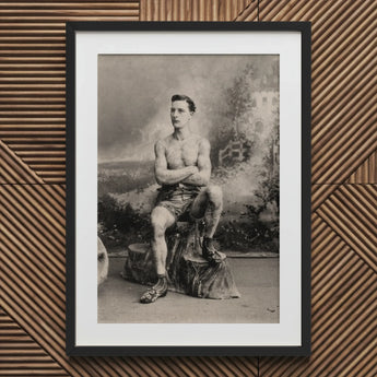 Portrait of a Tattooed Man Art Print / Canvas Black Framed Vintage Boxer Lean Figure Sits, Intricate Tattoos, Quiet Force Prints