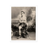 Portrait of a Tattooed Man Art Print / Canvas Muscular Attire Lean Figure Sits, Intricate Tattoos, Quiet Force Prints