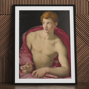 Ritratto di un giovane come San Sebastiano - Stampa d'arte di Bronzino / Tela, 24x32’’ / 61x81cm / Cornice nera / Passe-partout, Poster Stampe &