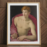 Ritratto di un giovane come San Sebastiano - Stampa d'arte di Bronzino / Tela, 24x32’’ / 61x81cm / Cornice naturale / Passe-partout, Poster Stampe &