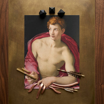 Portrait of a Young Man as Saint Sebastian - Bronzino Art Print / Canvas Bronze-colored Three-dimensional Sculpture Curly Red Hair, Two