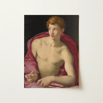 Portrait of a Young Man as Saint Sebastian - Bronzino Art Print / Canvas Classical Oil Painting Muscular Curly Red, Two Arrows, Bronzino’s,