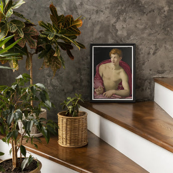 Portrait of a Young Man as Saint Sebastian - Bronzino Art Print / Canvas Framed Reddish Hair Draped Rich, Two Arrows, Bronzino’s, Occupies,