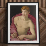 Portrait of a Young Man as Saint Sebastian - Bronzino Art Print / Canvas Framed Reproduction Classical Painting Muscular Curly, Two Arrows,