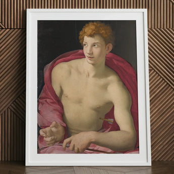 Portrait of a Young Man as Saint Sebastian - Bronzino Art Print / Canvas Framed Reproduction Classical Painting Muscular Curly, Two Arrows,