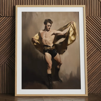 Prancer - Tirage d’art d’artiste de cirque gay / Toile, 24x32’’ / 61x81cm / Cadre naturel / Passe-partout, Affiches, tirages et art visuel, Toby Leon