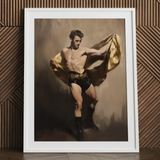 Prancer - Tirage d’art d’artiste de cirque gay / Toile, 24x32’’ / 61x81cm / Cadre blanc / Passe-partout, Affiches, tirages et art visuel, Toby Leon