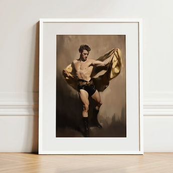 Prancer - Gay Circus Performer Art Print / Canvas, 12x16’’ / 31x41cm / White Frame / Matboard, Posters Prints & Visual Artwork, Toby Leon
