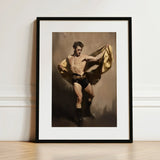 Prancer - Gay Circus Performer Art Print / Canvas Black-framed Muscular Man Black Shorts Boots, Theatrical Bravado, Redefines Masculine